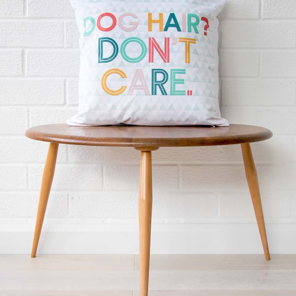 Dog lover gift, Dog cushion, Modern geometric dog pillow, 'dog hair don't care'