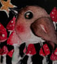 Mounted Miniature Robin Catching a Star Whimsy Watercolour Toadstools Print - Image 3