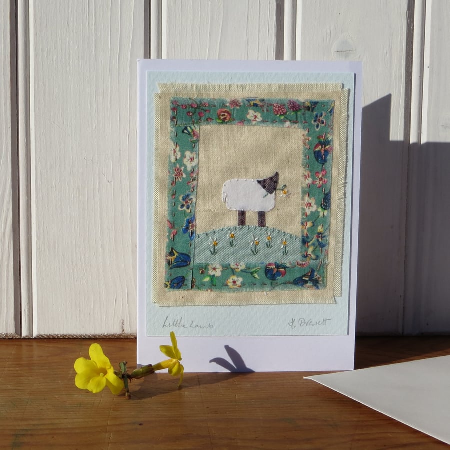 Little Lamb hand-stitched card for early years birthday, newborn or anytime!