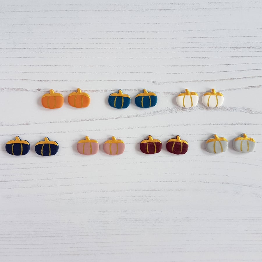 NEW Gold topped mini pumpkin earrings - choose your colour and style