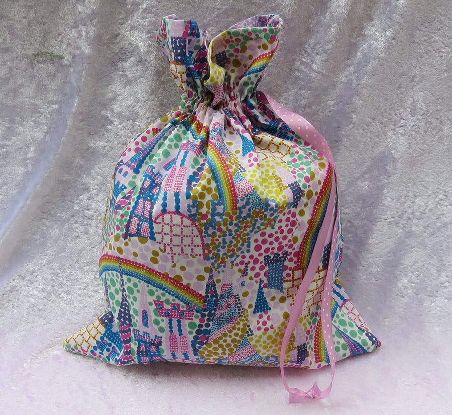 Liberty Lawn drawstring bag, nursery, lined bag, Liberty Lawn sack, 31cm x 25cm