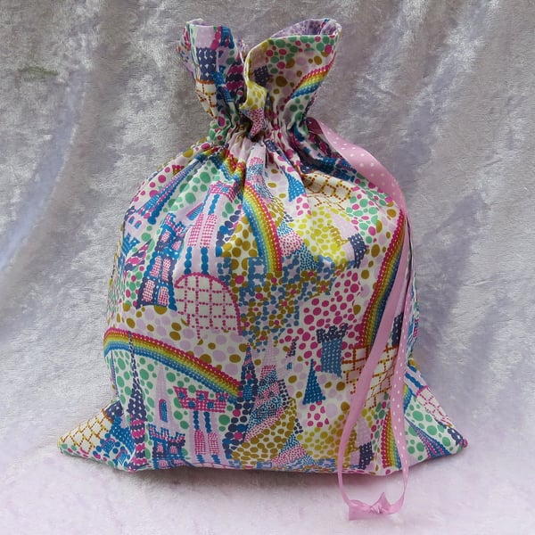 Liberty Lawn drawstring bag, nursery, lined bag, Liberty Lawn sack, 31cm x 25cm