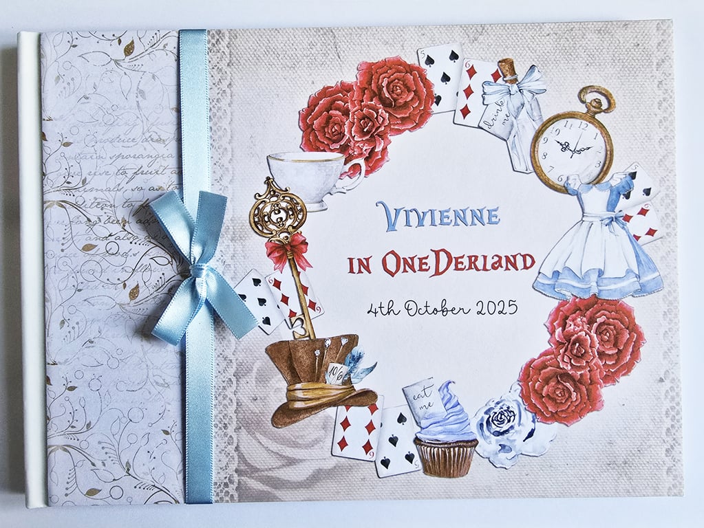 Vintage Alice in Wonderland Birthday Guest Book, Alice in Wonderland keepsake