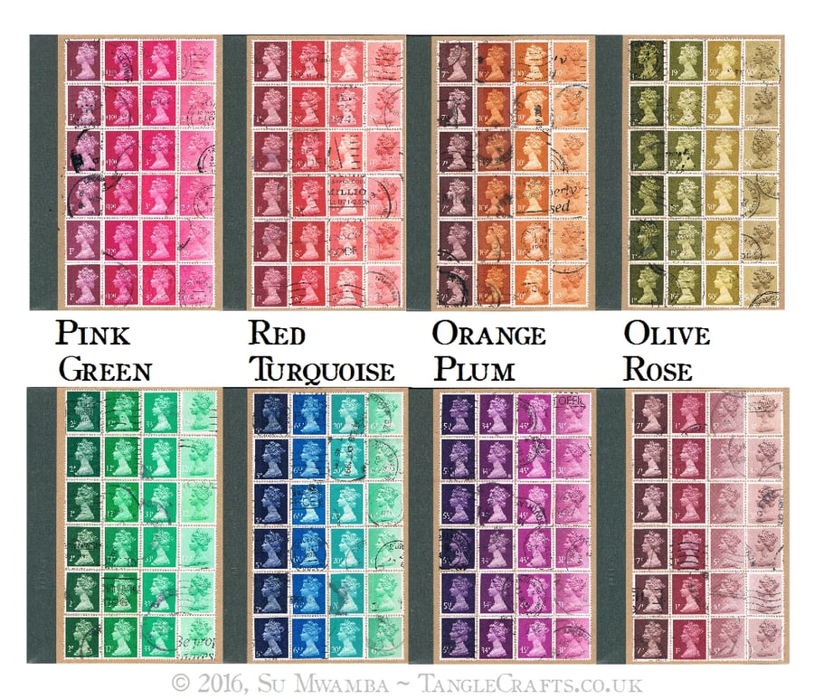 Upcycled British Stamp Notebook - Recycled Ombre Art, Choice of Colours