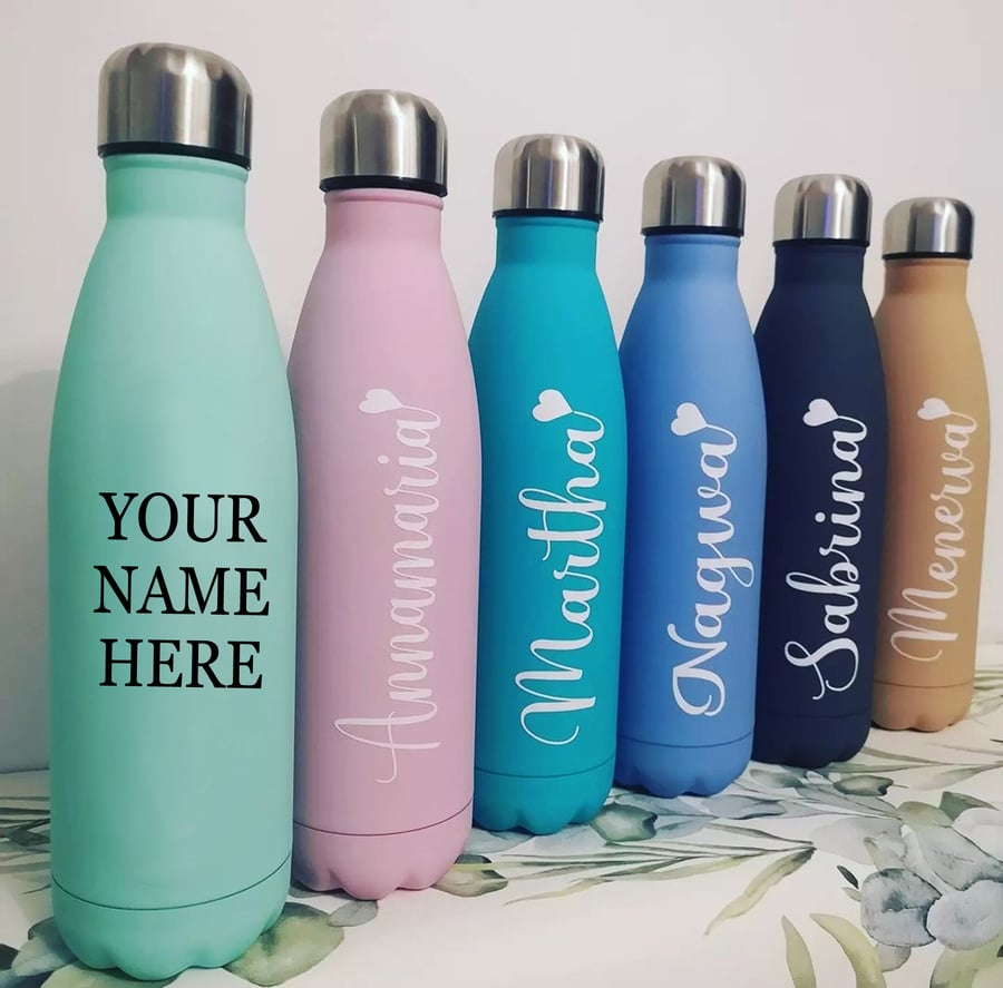 Personalised Water Bottle Stainless Steel Hot or Cold Vacuum Insulated Flask