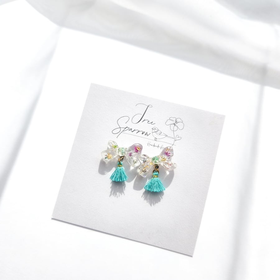 Dried Flowers Bow Earrings Cute Earrings