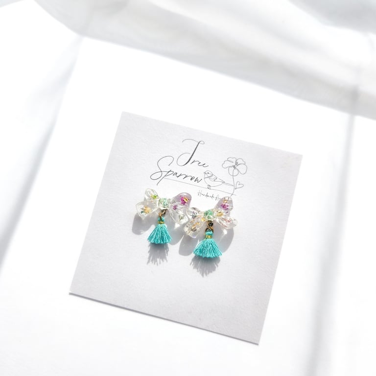 Dried Flowers Bow Earrings Cute Earrings
