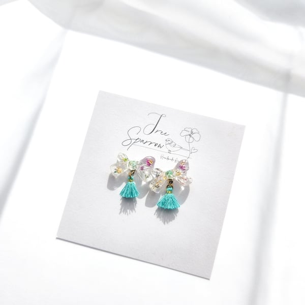 Dried Flowers Bow Earrings Cute Earrings