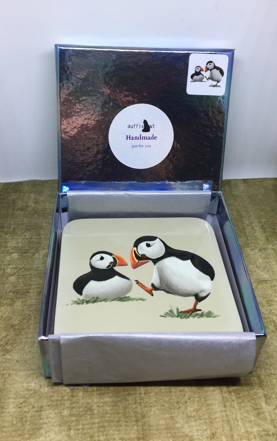 Set of 4 Puffins Coasters