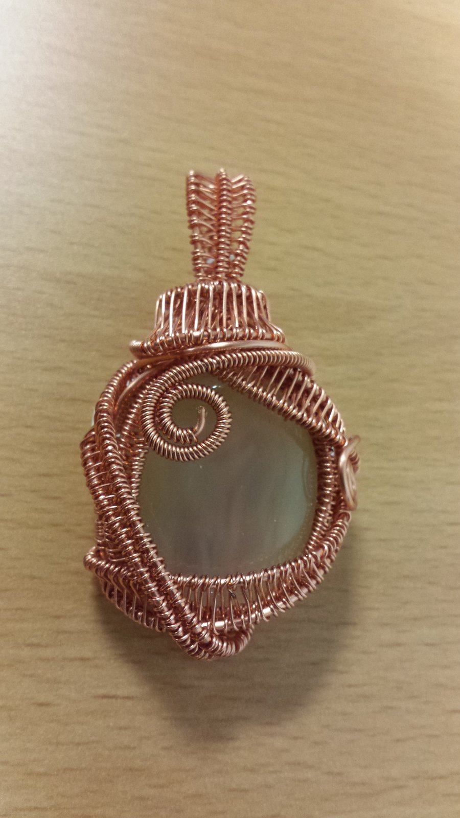 Smokey Onyx and Copper Complex Wire Wrapped Pendant