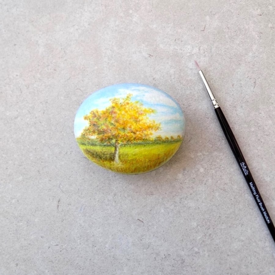 Painted Stone 'Autumn Tree'