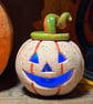 Ceramic pumpkin light up decoration carved face Jack o lantern no6