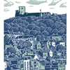 Scarborough No.2 A3 poster-print (light blue and dark blue)