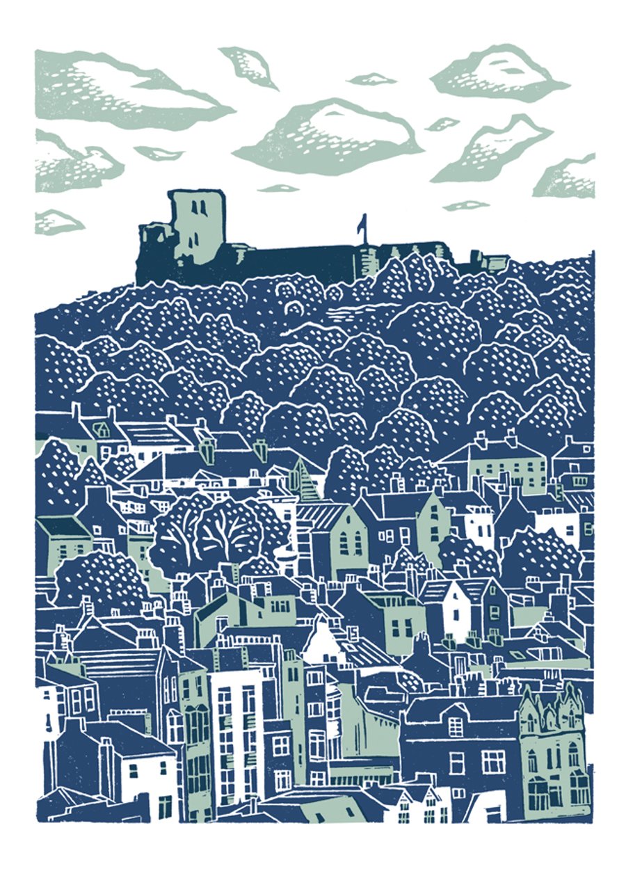 Scarborough No.2 A3 poster-print (light blue and dark blue)