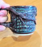 Pottery tree mug finished in blue and brown bark colour glazes - Image 3