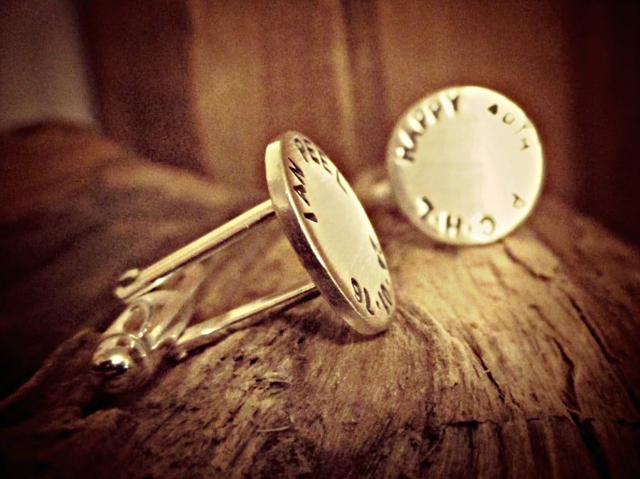 Personalised valentine gift - TUFFLINKS, Handmade in solid Silver, cufflinks.