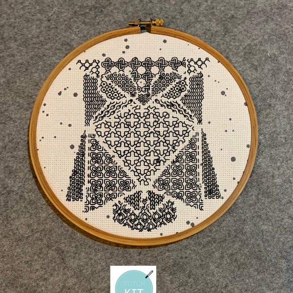 Owl modern blackwork sampler kit - stitch your own
