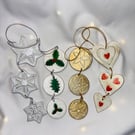 Air dried clay set of 4 hanging 'waterfall' style Christmas decorations