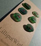 Set of six green sea glass buttons