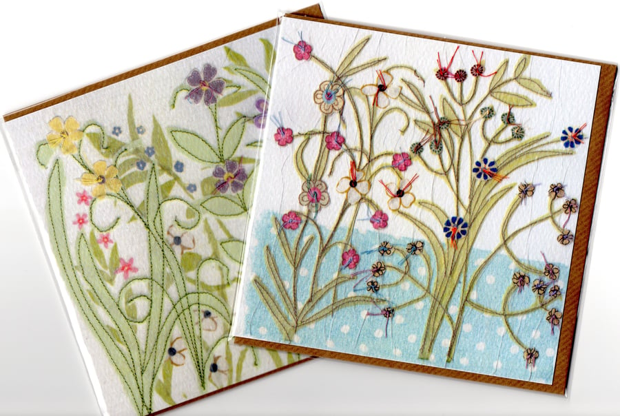 Pair of Flower Garden cards -free postage