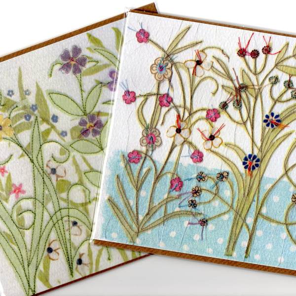 Pair of Flower Garden cards -free postage