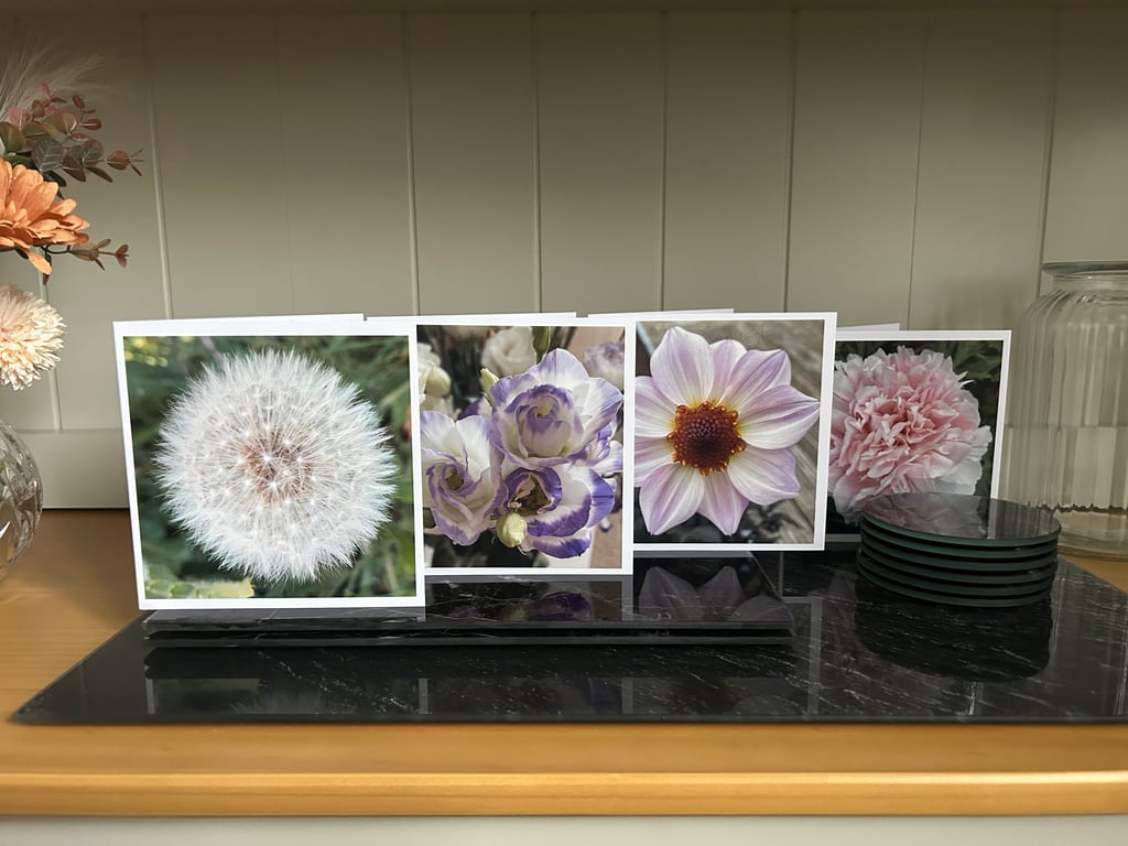 Set of 4 floral blank cards 