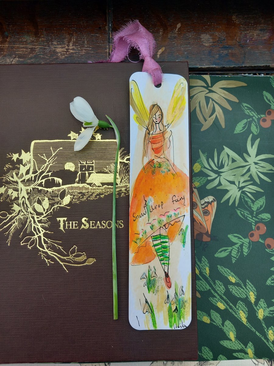 Hand drawn book mark ' snowdrop fairy  '