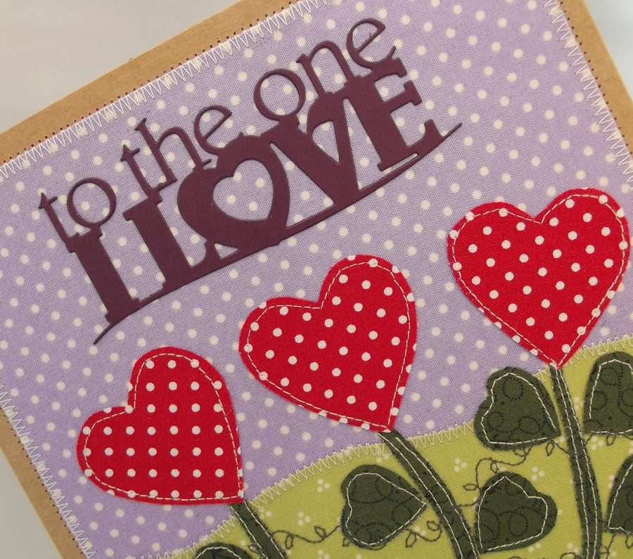 To The One I Love Fabric Greetings Card