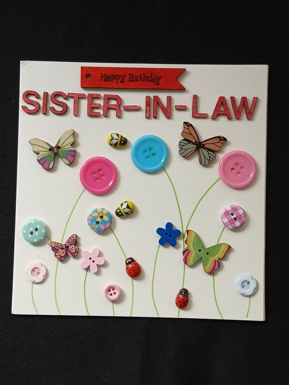 Handmade, sister-in-law birthday card 