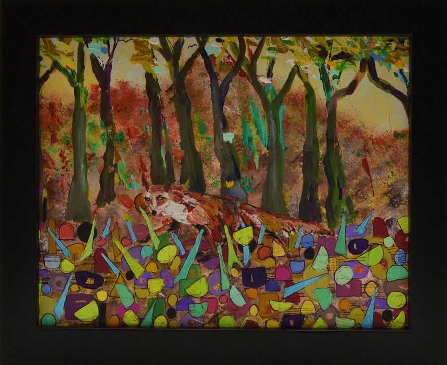Deep Framed Painting, Fox in Woodland