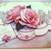 Handmade decoupage,3D birthday card,envelope style,flowers