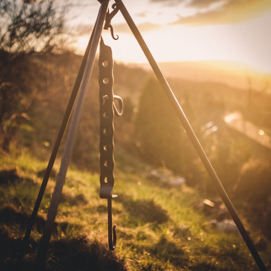 Hand Forged Adjustable Trammel Hook for Campfire Cooking