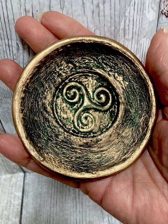 Boudicca's Trinket Dish Bodicca Handcrafted Clay Ancient Triskel Bowl