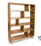 Solid Wood Shelving Unit, Low Bookcase Display Shelves - Staggered Shelves - Image 2