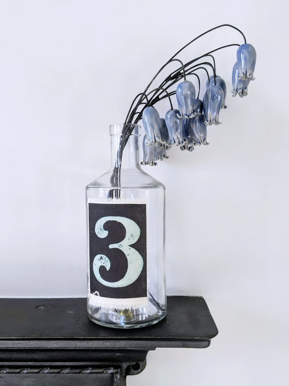 Perfectly Imperfect - Ceramic Bluebell Flowers, Two stems (Three Flowers) 