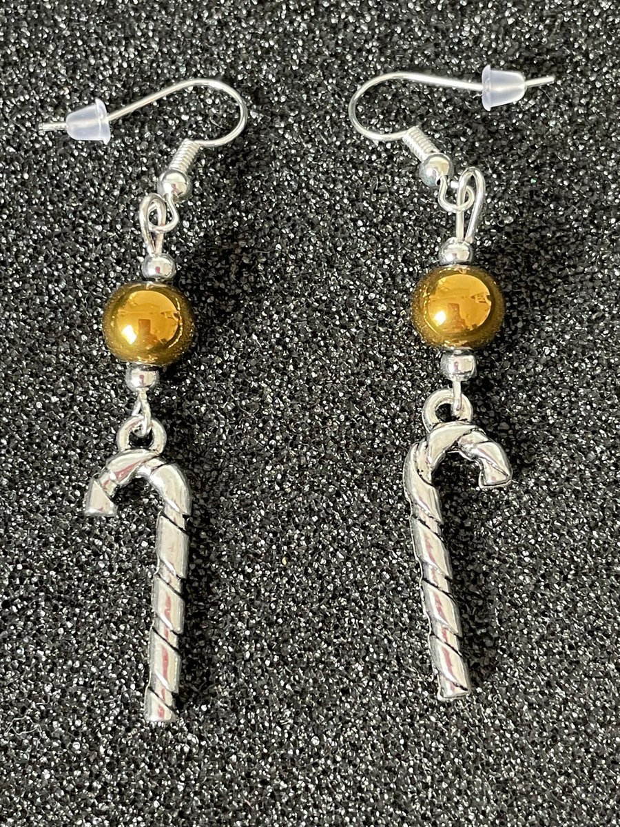 Tibetan Silver Drop Earrings - Candy Canes