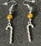 Tibetan Silver Drop Earrings - Candy Canes - Image 1