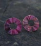 Red Copper Ripple Circle Stud Earrings  - Image 6