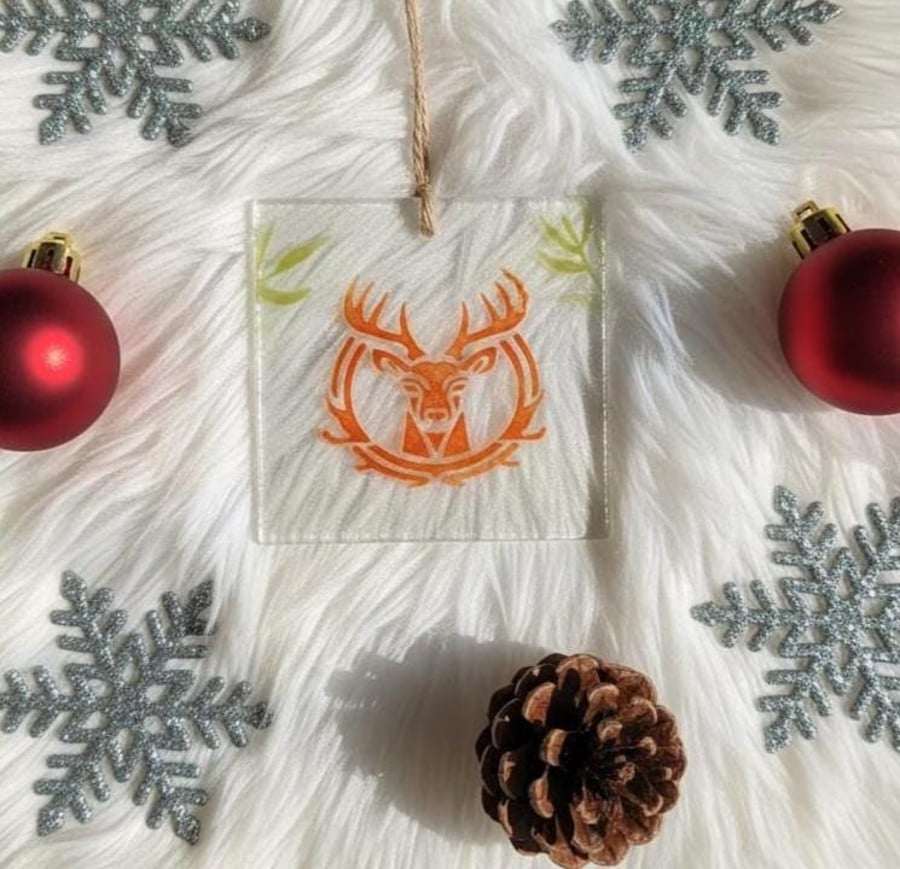 Fused Glass Stag Ornament Christmas Decorations - A Warm Welcome for the Holiday