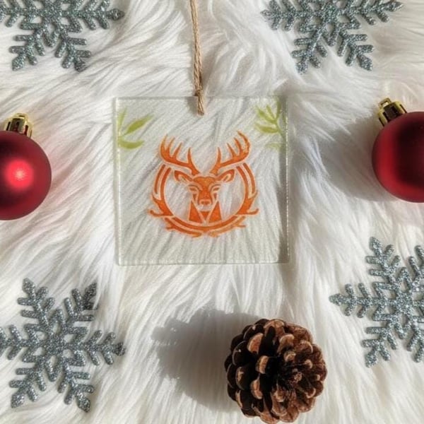 Fused Glass Stag Ornament Christmas Decorations - A Warm Welcome for the Holiday