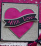 With Love, Fabric Heart Valentine, Blank, Anniversary Card - Image 2