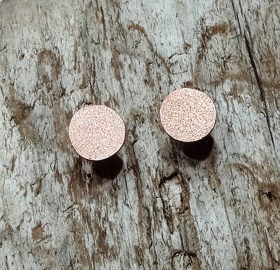 Frosted Finish Copper Stud Earrings (ERCUSTDC3) - UK Free Post