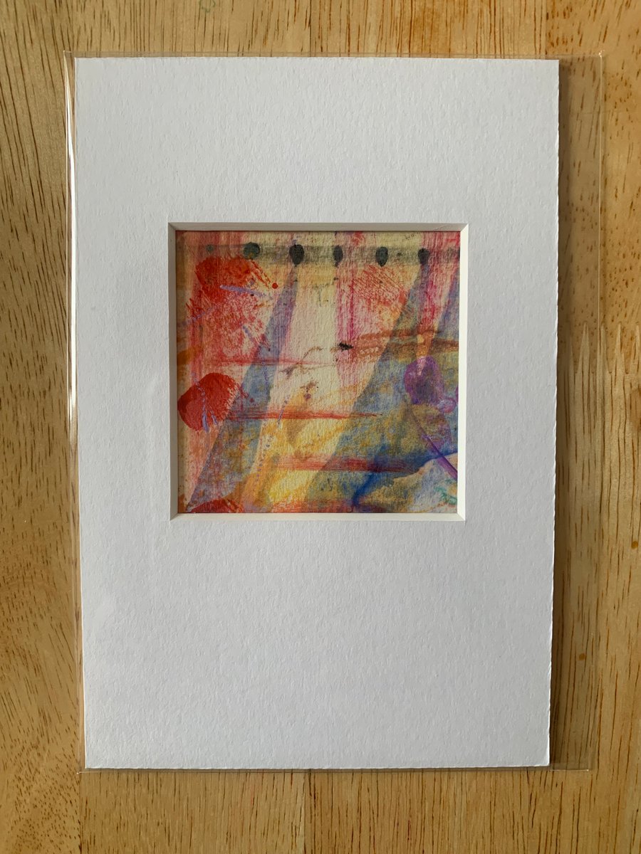 Unique Abstract Art work in a professionally cut aperture ready for framing.