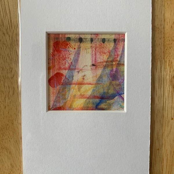 Unique Abstract Art work in a professionally cut aperture ready for framing.