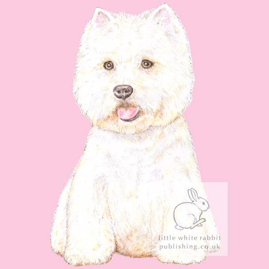 Rupert the Westie on Pink - Blank Card