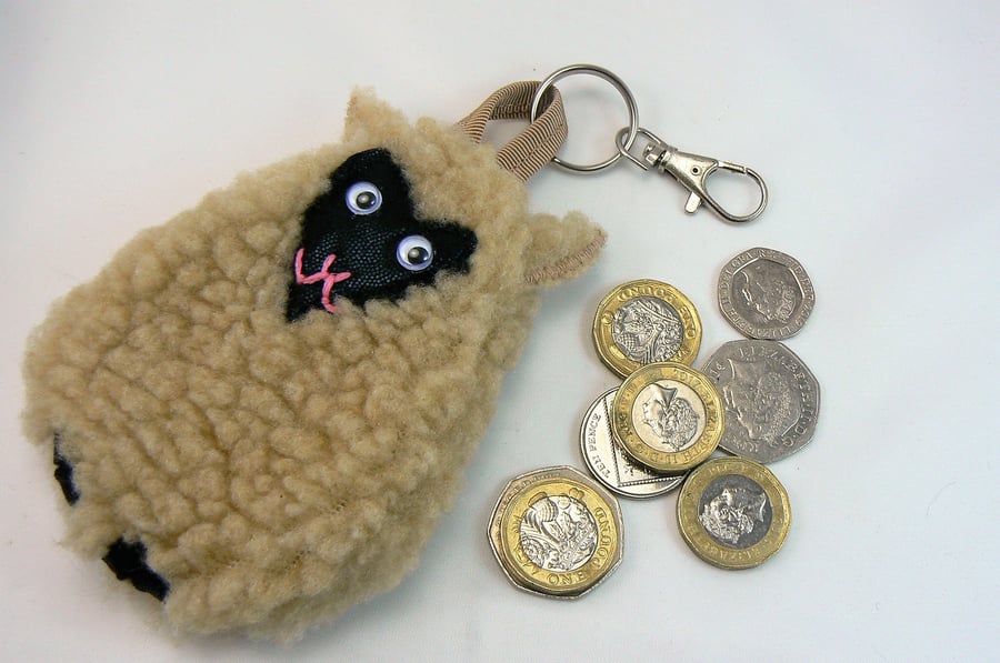 Sheep coin purse ( can be clipped onto handbag)