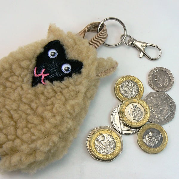 Sheep coin purse ( can be clipped onto handbag)