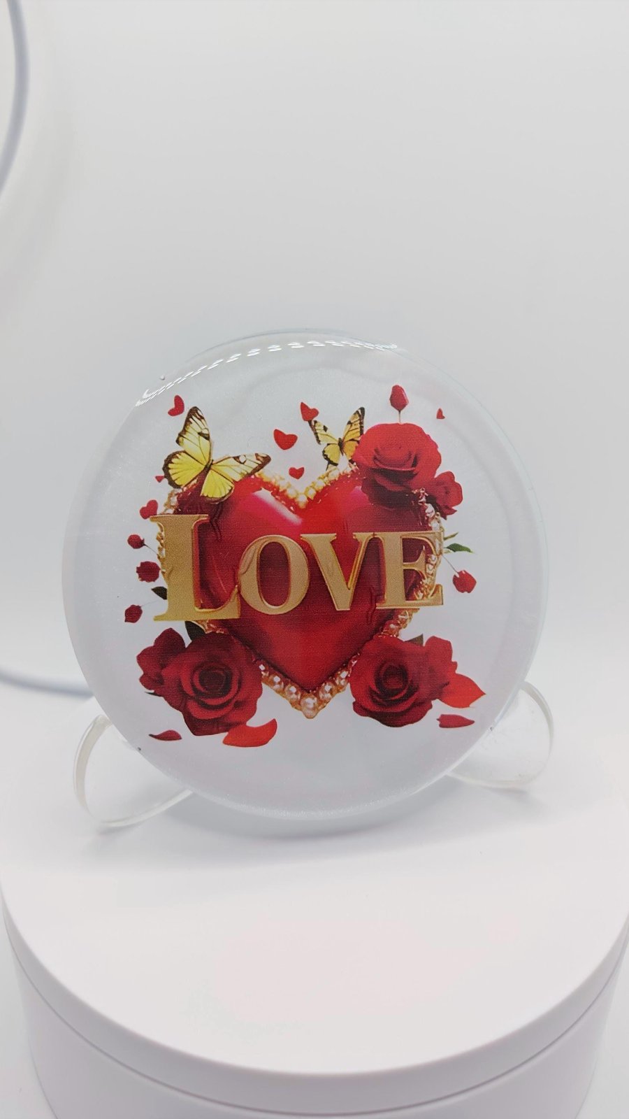 Valentine's Day Resin Coaster: Love And Roses Design- Romantic Handmade Craft