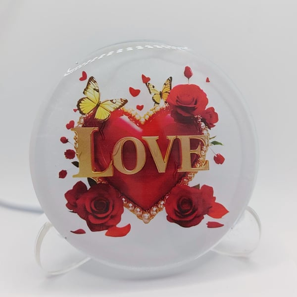Valentine's Day Resin Coaster: Love And Roses Design- Romantic Handmade Craft