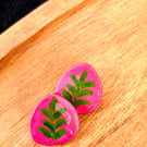 Hand-Painted Air-Dry Clay Earrings with Resin Finish – Unique Artisan Jewelry